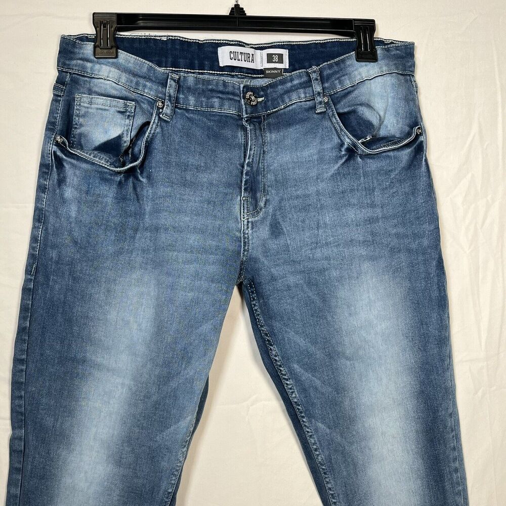 Cultura Mens Jeans 38 Blue Skinny Fit Stretch Medium Wash Denim